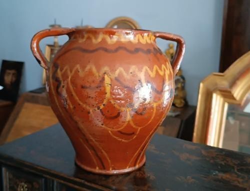 Vase en majolique émaillé antique Orciolo, Italie centrale, 19e siècle