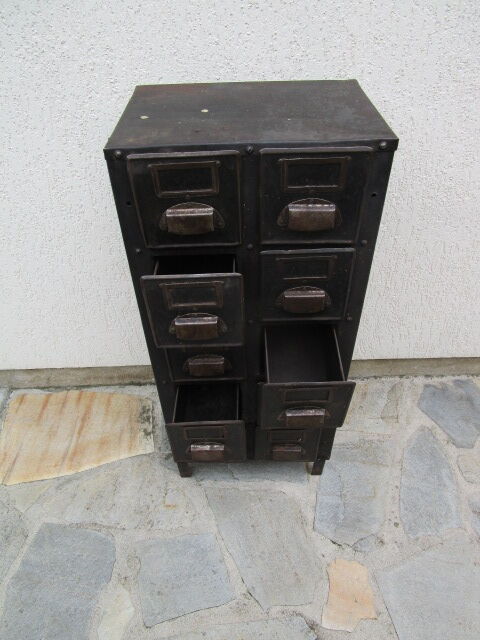 Workshop furniture with antique metal drawers