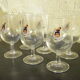 Six Fischer Gold beer glasses