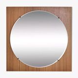 Miroir rond des années 60 - 70 sur cadre carré en bois
