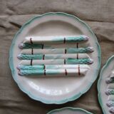 3 plates dishes a asperges in barbotine brand longchamp terre of fer