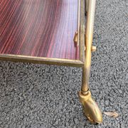 Desserte bar roulante vintage en Formica rouge – Années 50/60