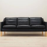 Canapé en cuir noir, design danois, années 1970, fabrication : Hurup Møbelfabrik