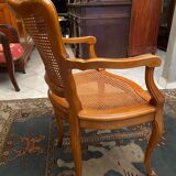 Louis XV style office armchair in solid blond beech