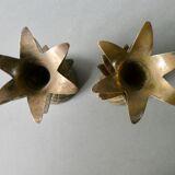 Pair of pineapple candlesticks, brass