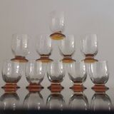 10 art-deco blown white wine glasses 1930