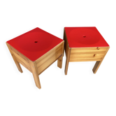 Pair of vintage IKEA pine solid wood stool chests.