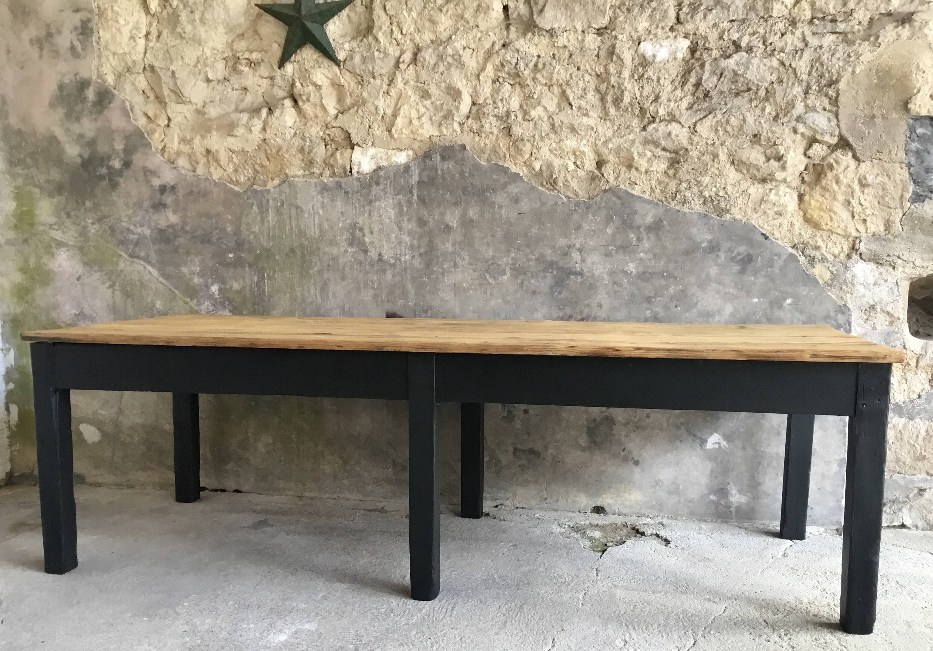 Farm table 230 cm - black base - early 20th century