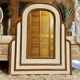Miroir monumental Hollywood Regency tropical en canne de bambou, atr