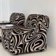 Modular 70s sofa, reupholstered, with integrated table modules, sculptural