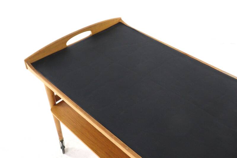 mid century modern wooden Trolley with removable tray