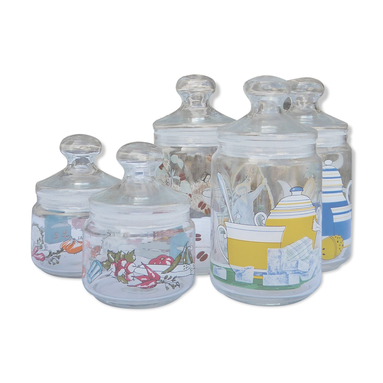 Set of 5 glass spice jars