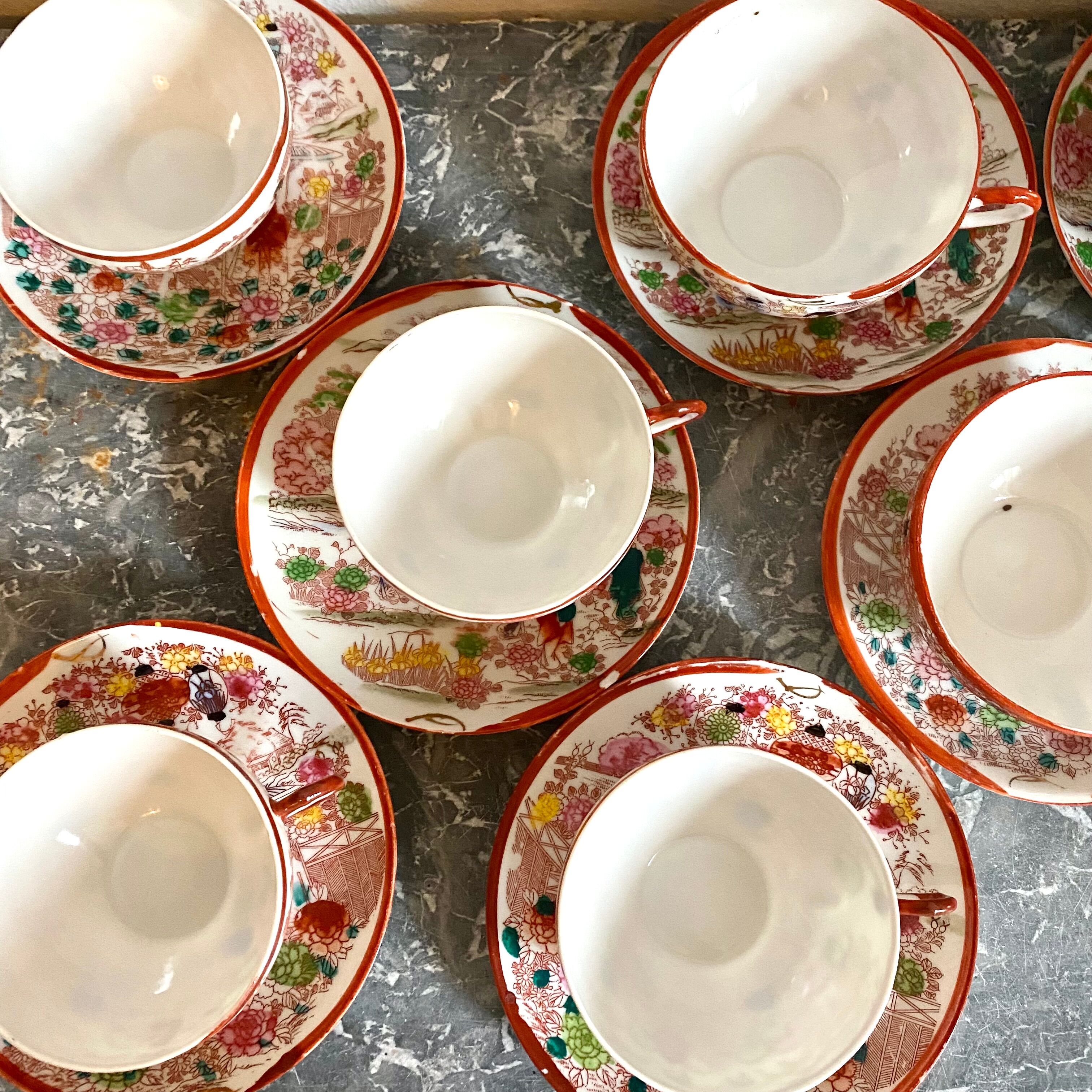 Old Japanese tea set 29 pieces