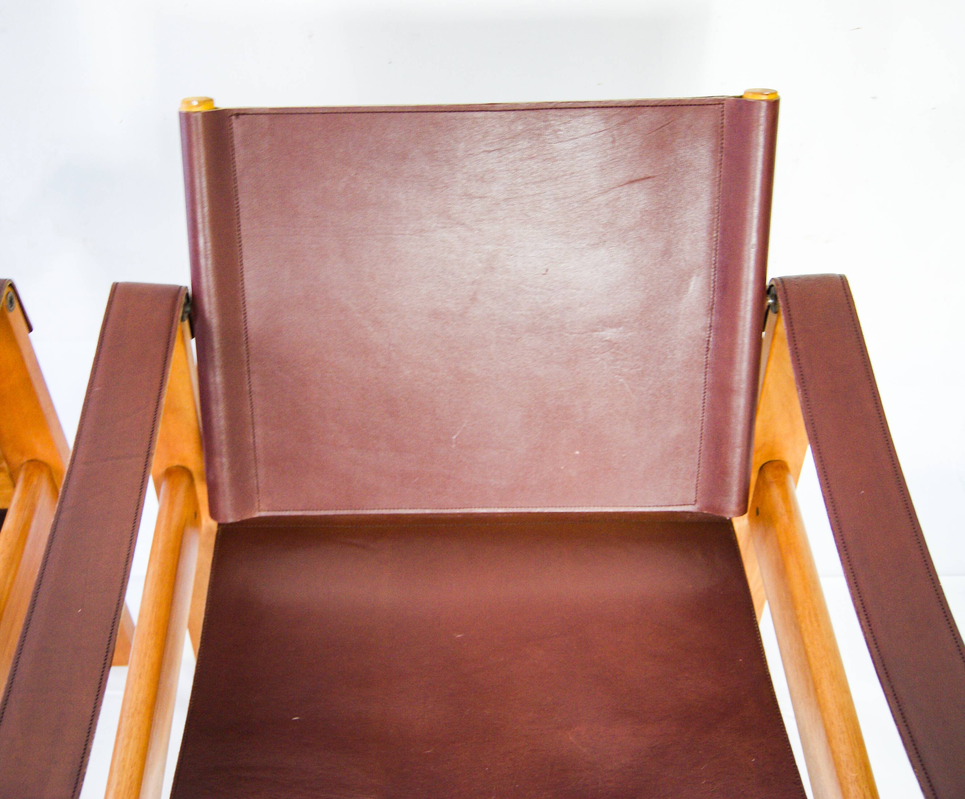 Karl Heinz Bergmiller For Escriba, Pair of Safari Leather Armchairs and Matching Coffee Table