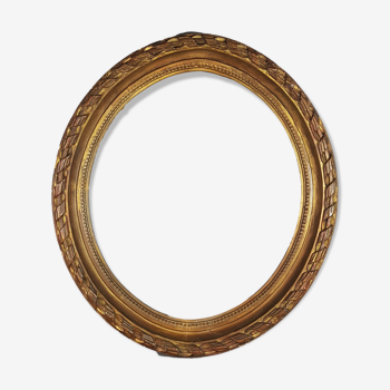 Large old oval frame carved wood Louis XVI style 72x64 Leaf 60x51cm SB