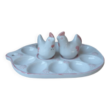 Old Vintage White and Pink Ceramic Egg Display Dish