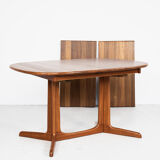 Table ovale danoise en teck avec 2 extensions