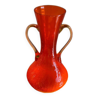 Vase en verre craquelé