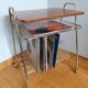 Serving table for storing vinyl records, magazine holder