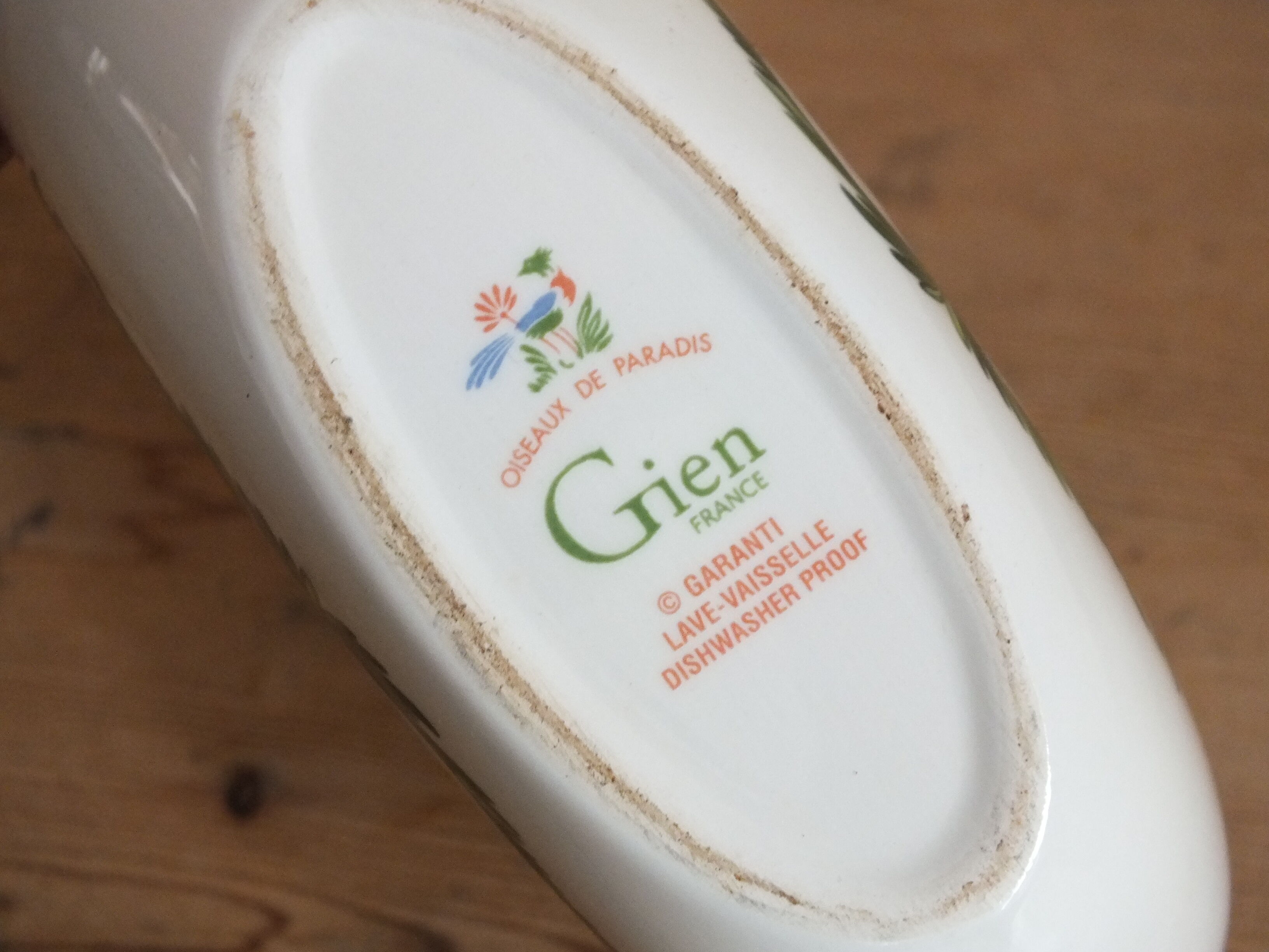 Half-moon vase Gien decoration Birds of Paradise