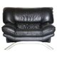 Post modern black leather armchair, Italy 1980 's