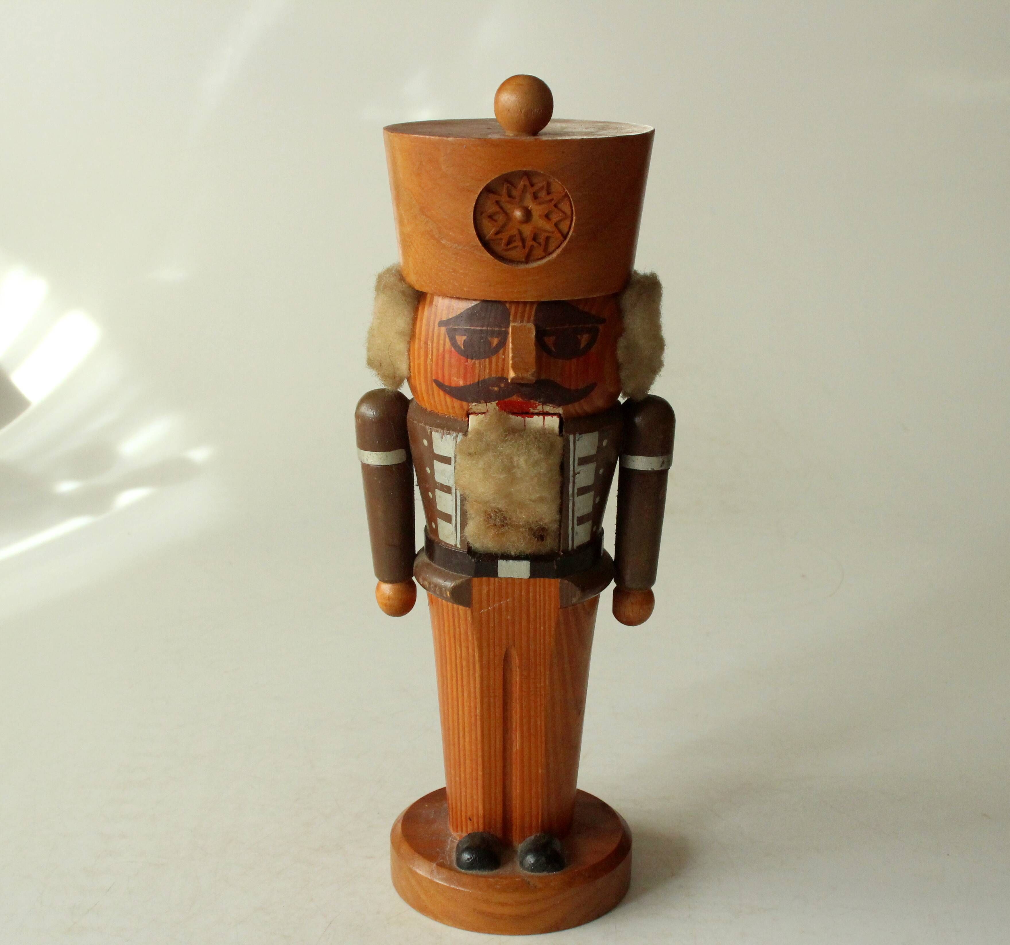 Handmade wooden nutcracker (miner), made in Erzgebirge/East Germany, vintage from the 1950s