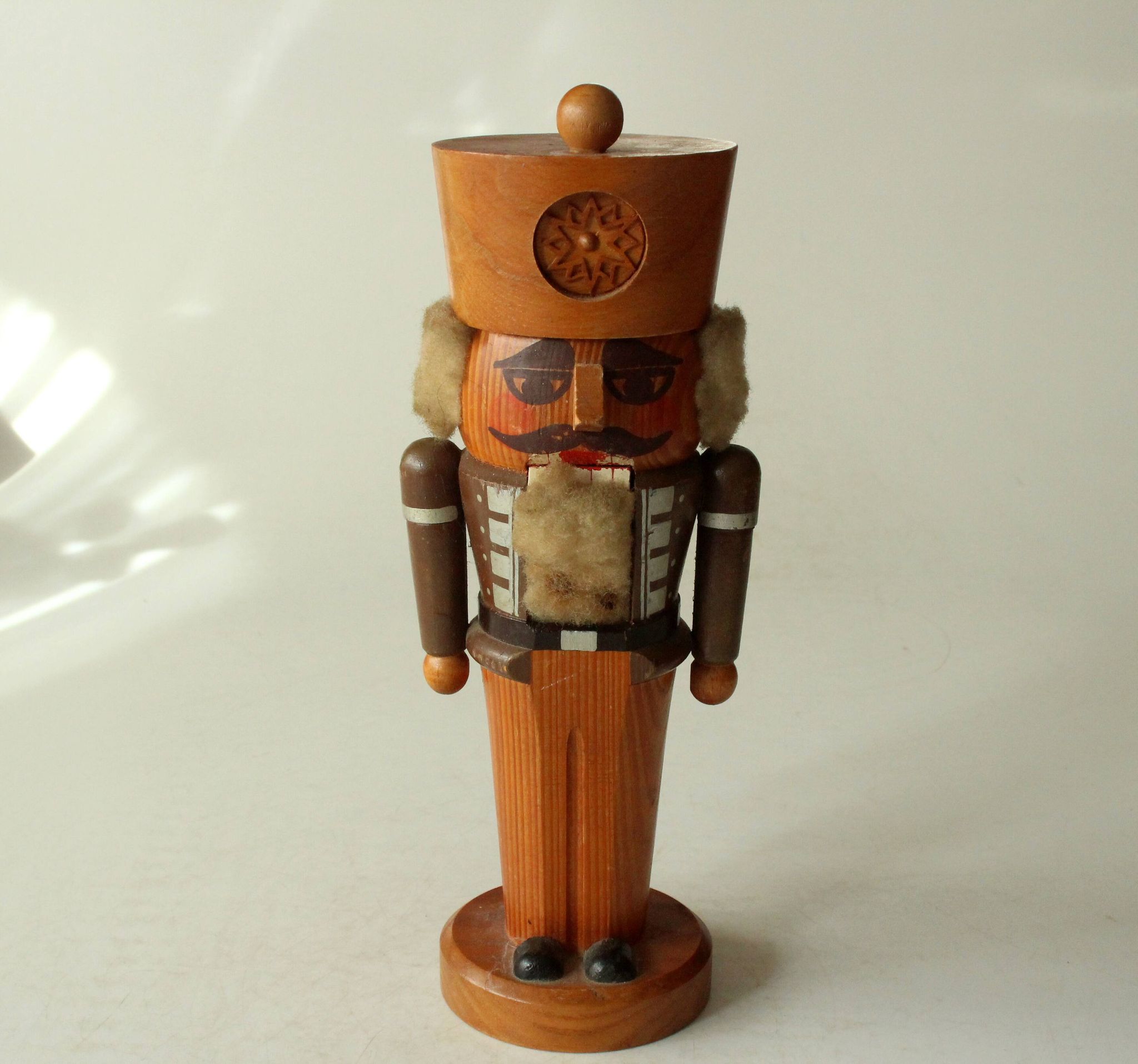 Handmade wooden nutcracker (miner), made in Erzgebirge/East Germany, vintage from the 1950s