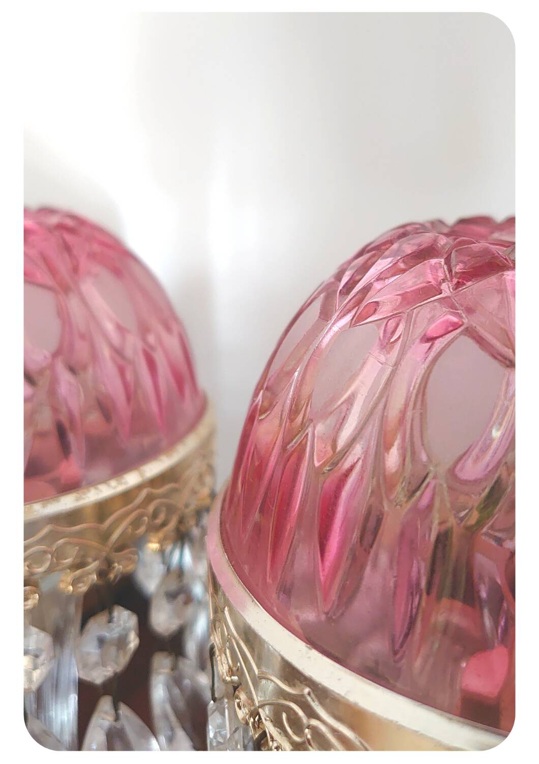 Michelotti Crystal Glass Prism Boudoir Parlor Lamps 1950s
