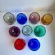 Set of 9 glasses with colored feet in blown glass 50s