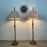 2 old adjustable floor lamps temde design in vintage scandinavian solid teak