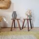 Vintage tripod stool in brutalist wood - folk art