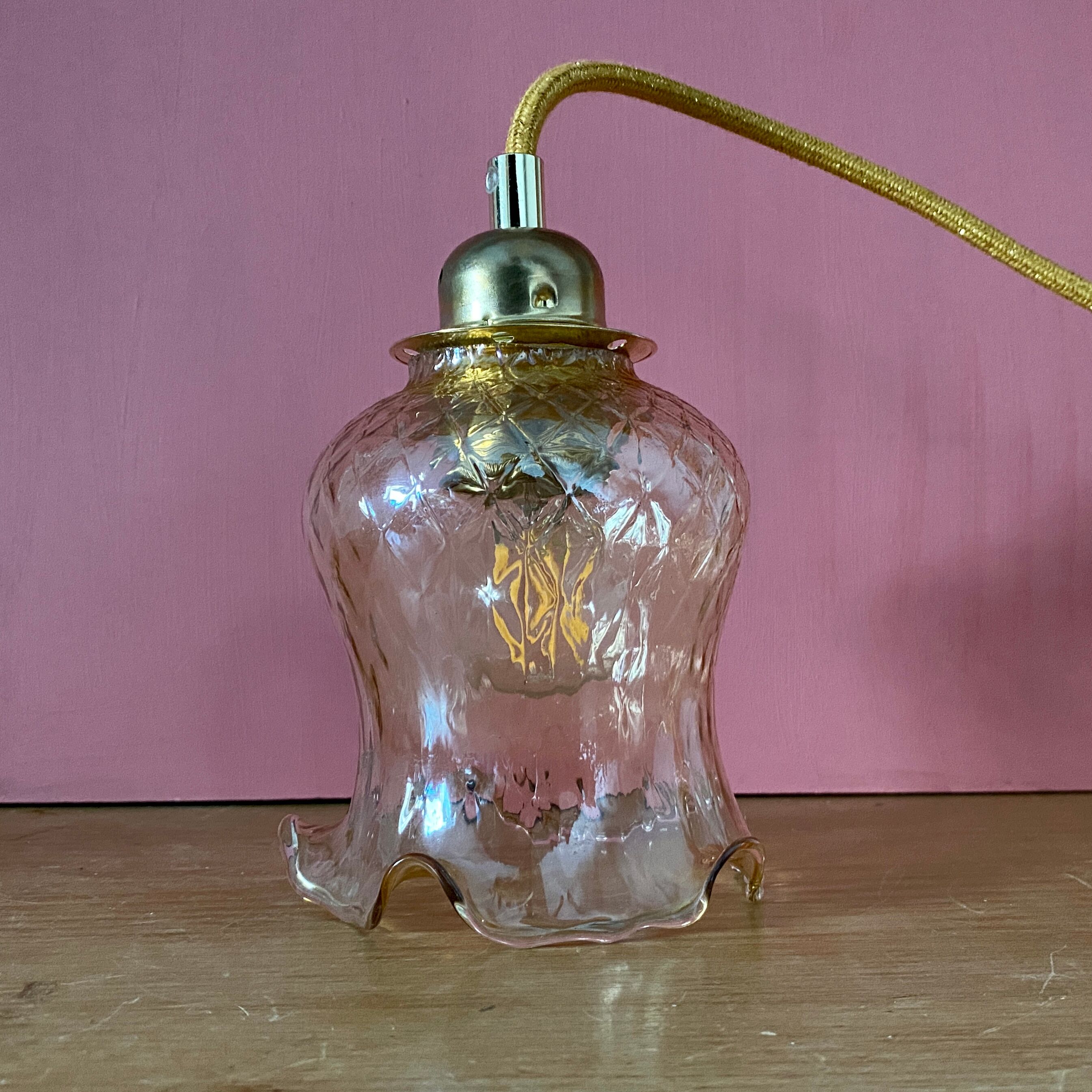 Vintage amber glass tulip walker