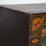Antique Chinese Dark Colored Trunk with Floral Motifs (c.1900) #2
