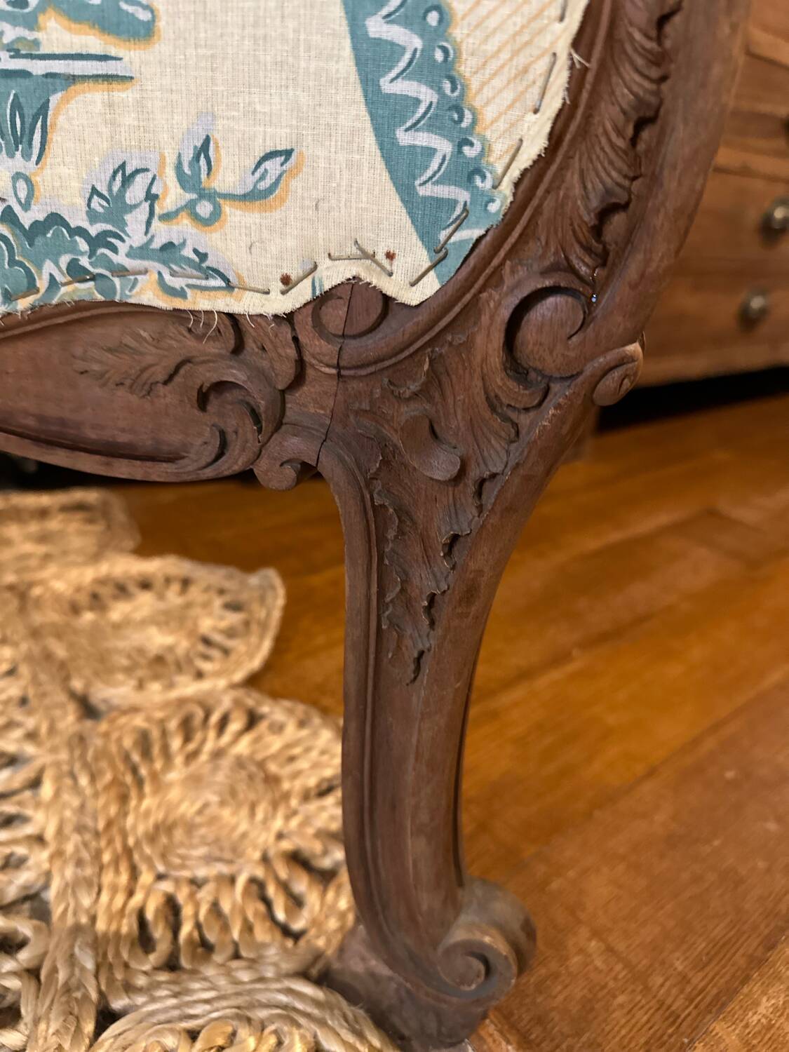 Old wooden and fabric screen