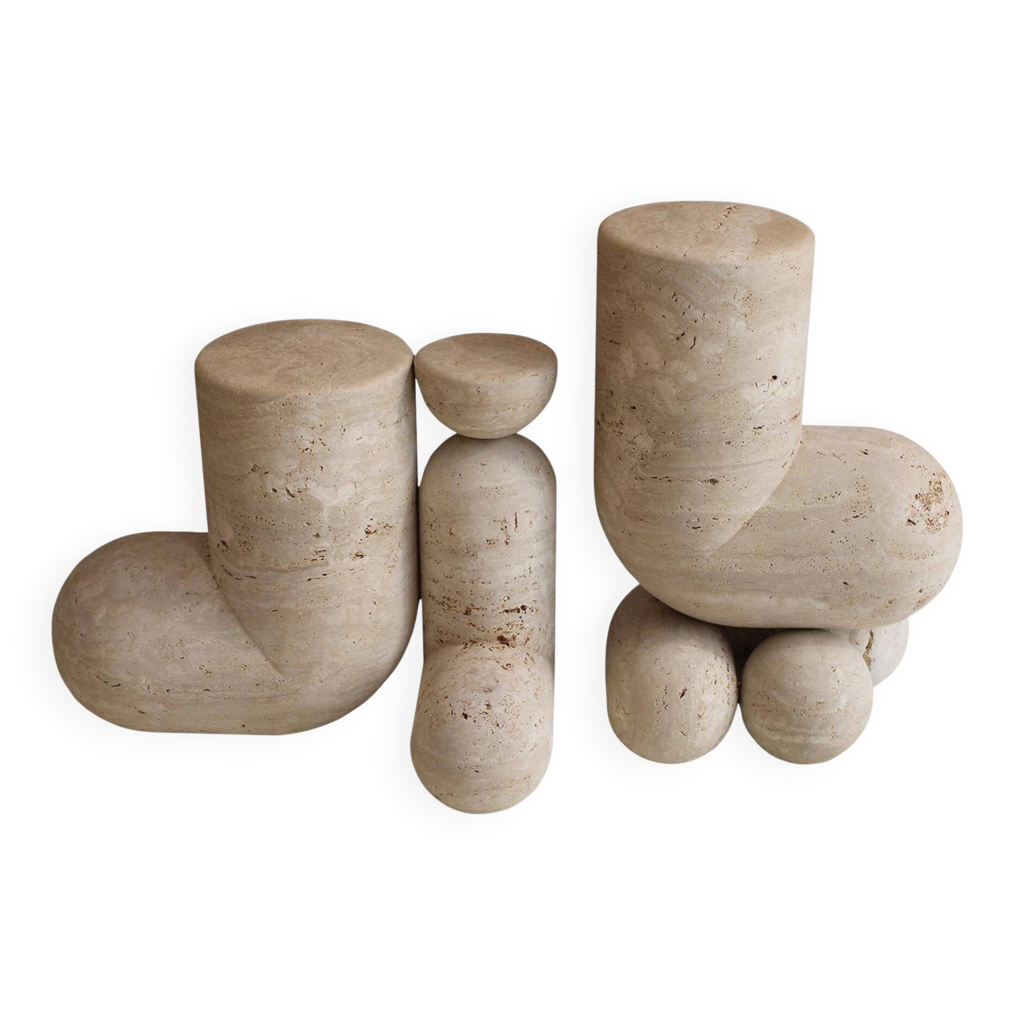 Pepe Guerrero MTC5 Console Table in Cream Travertine, Organic Modern