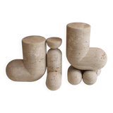 Pepe Guerrero MTC5 Console Table in Cream Travertine, Organic Modern