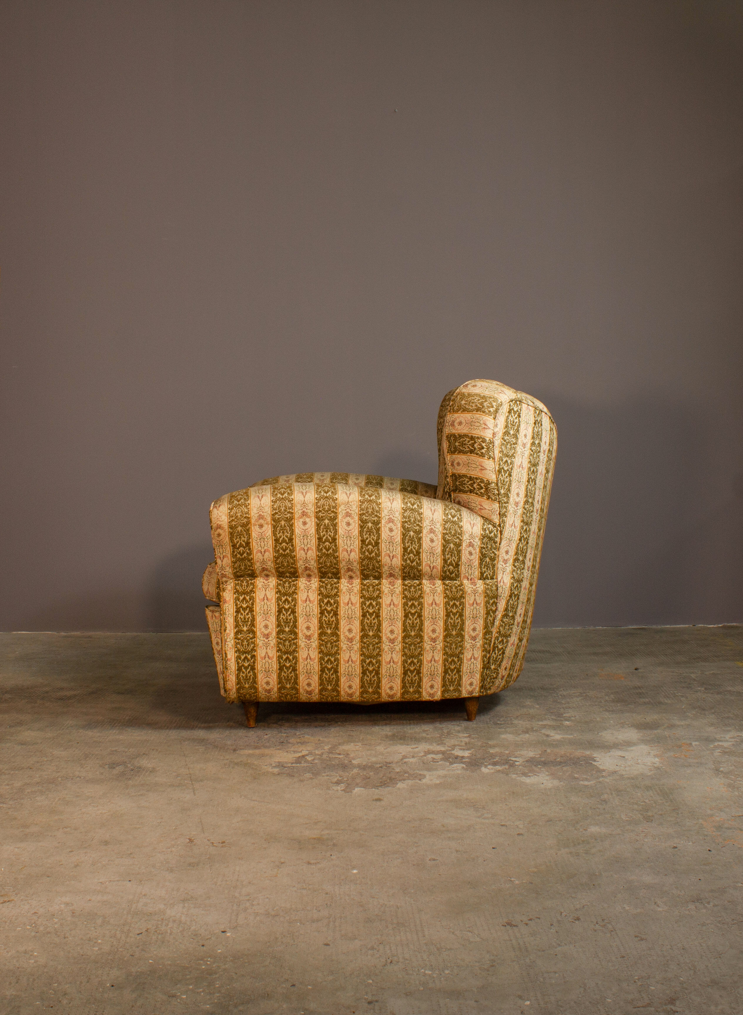 Three-seater sofa and armchair, 50s, set of 2