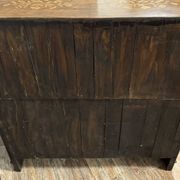 Holland 18th century: Scribanne chest of drawers with curved shape in molded wood