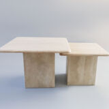 Set of 2 vintage travertine coffee tables or side tables