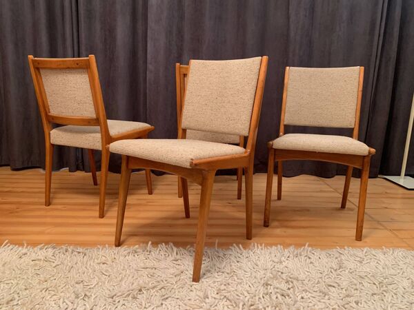 Ensemble de quatre chaises Cane Back conçues par Jens Risom, JO Carlssons, Suède, années 1950