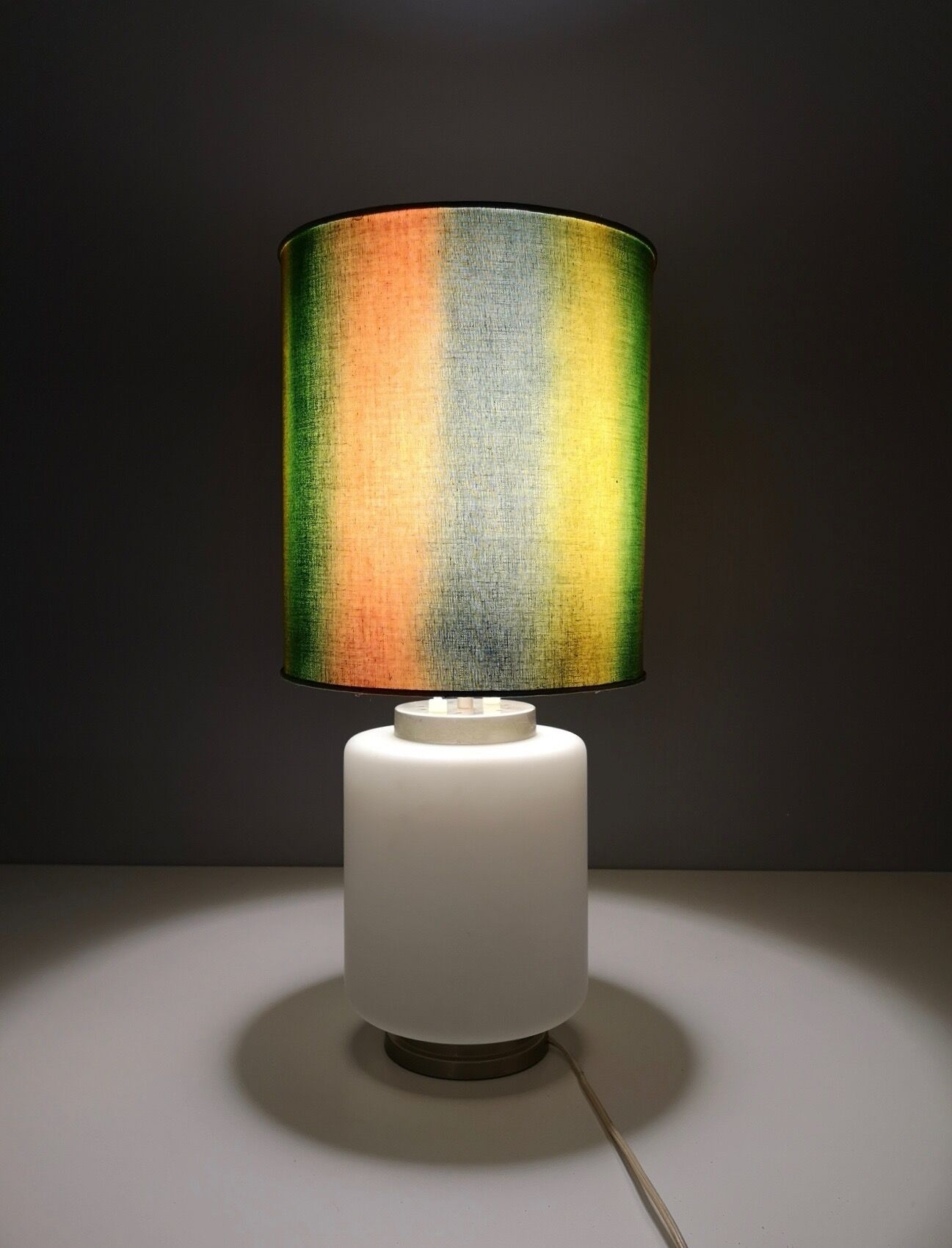 Vintage encased glass table lamp with three-lighting options, italy