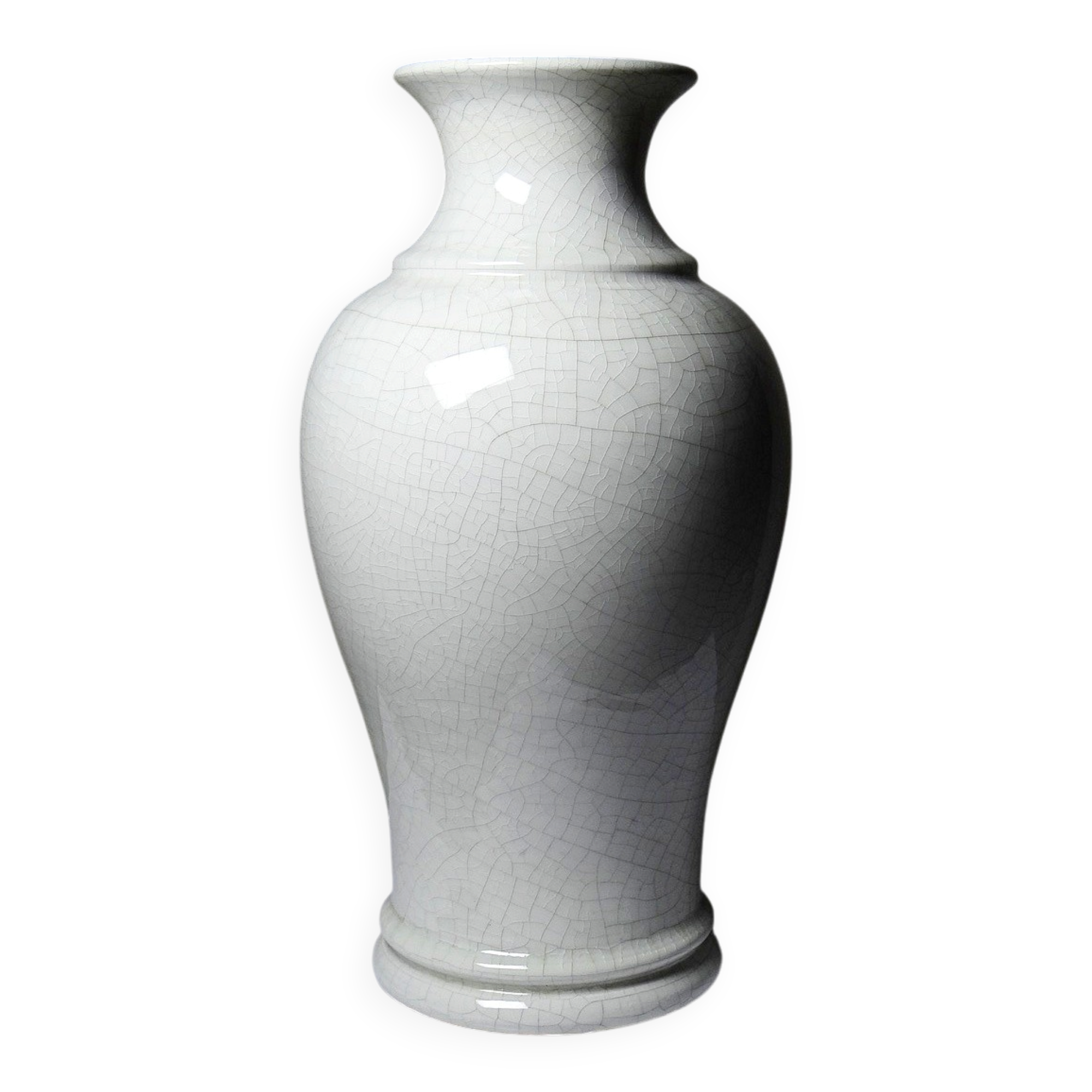 Large baluster vase in cracked white faience, Chinese style, 20th century.