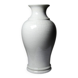 Large baluster vase in cracked white faience, Chinese style, 20th century.