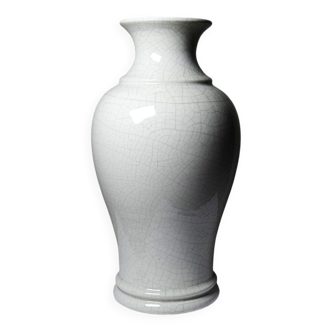 Large baluster vase in cracked white faience, Chinese style, 20th century.