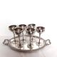 Silver Metal Liquor Set Consisting Of Six Stemmed Glasses On Their Tray