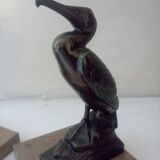 Pelican bookend signed Frecourt