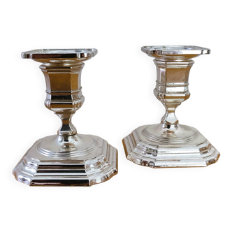 Pair of antique silver-plated candlesticks