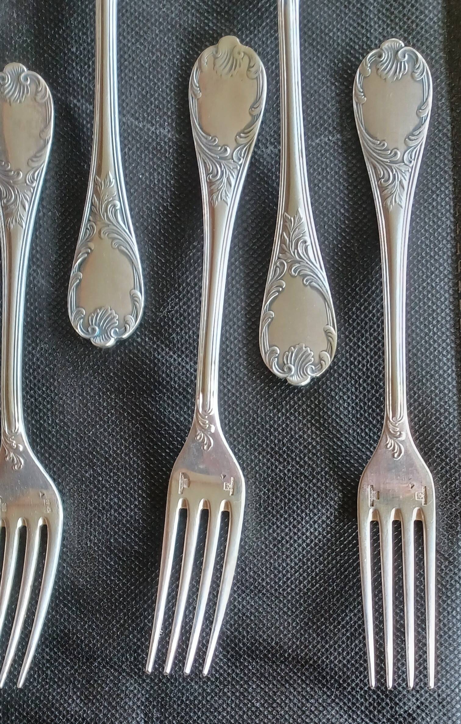 Christofle Marly 12 dessert forks, silver-plated, 17 cm