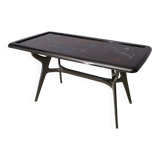 1950s Style Dining Table with Glass Top Lacquered by Enzio Wenk, Italy, 2019