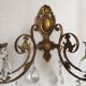 French Vintage Double Bronze & Crystal Wall Light - Stylized Dolphin Detail